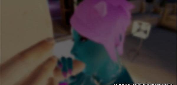  3D Blue Alien Girl With Small Tits Blows And Fucks!